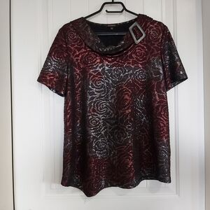 NEW EMOTION METALLIC TOP WITH SILVER BUCKLE DETAIL/B4A